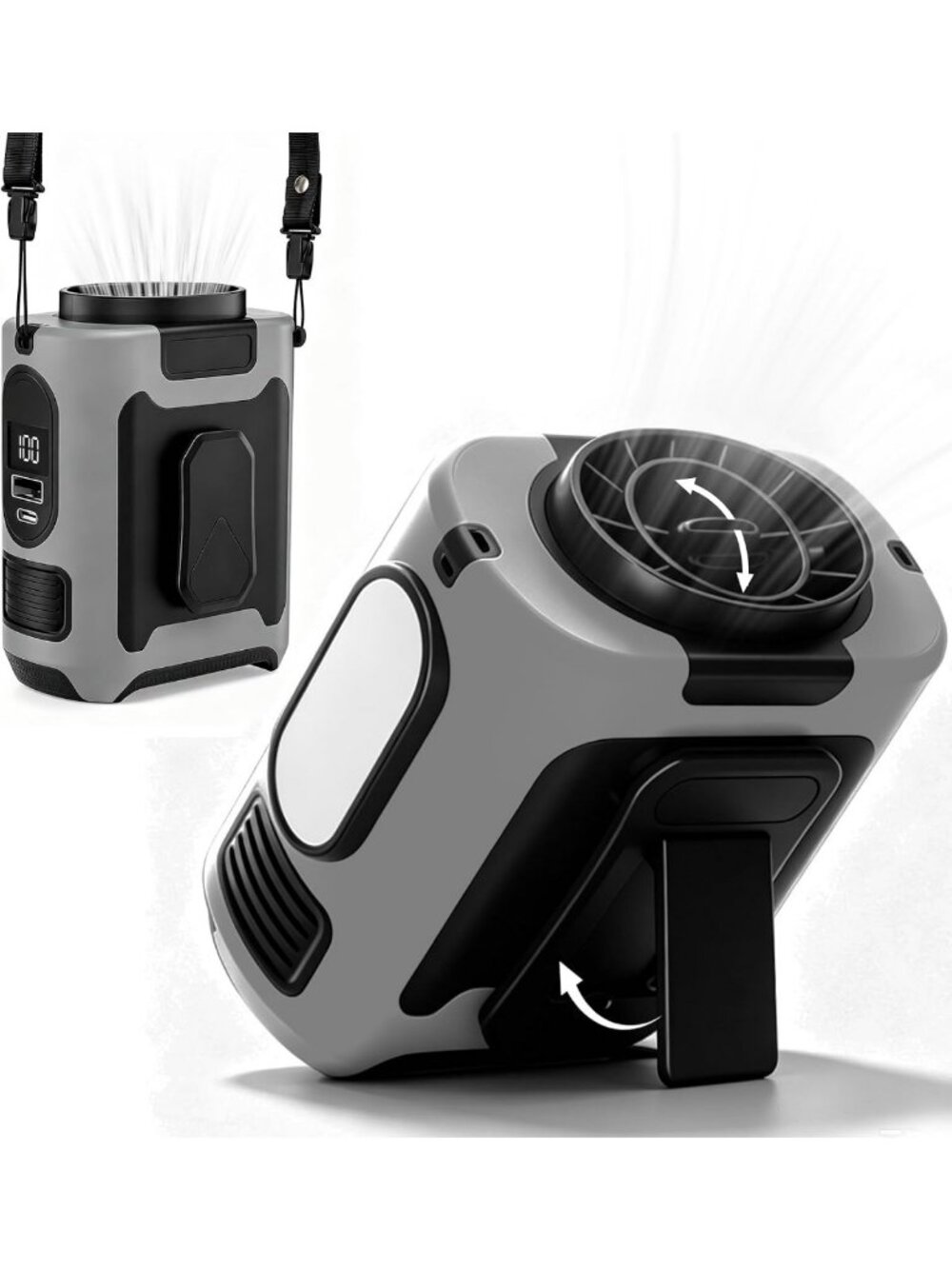 10000mAh Portable Waist Fan Clip on, Personal Belt Fan with Light